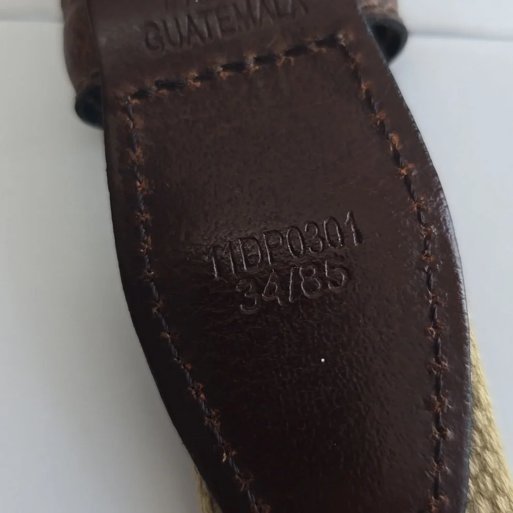 Docker's Woven Canvas Leather Tab Belt Brown Khaki Size 34